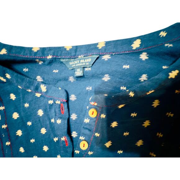 Lucky Brand Blue Peplum Boho Tassel Top – 1X – 100% Cotton – Embroidered Print - Picture 5 of 10